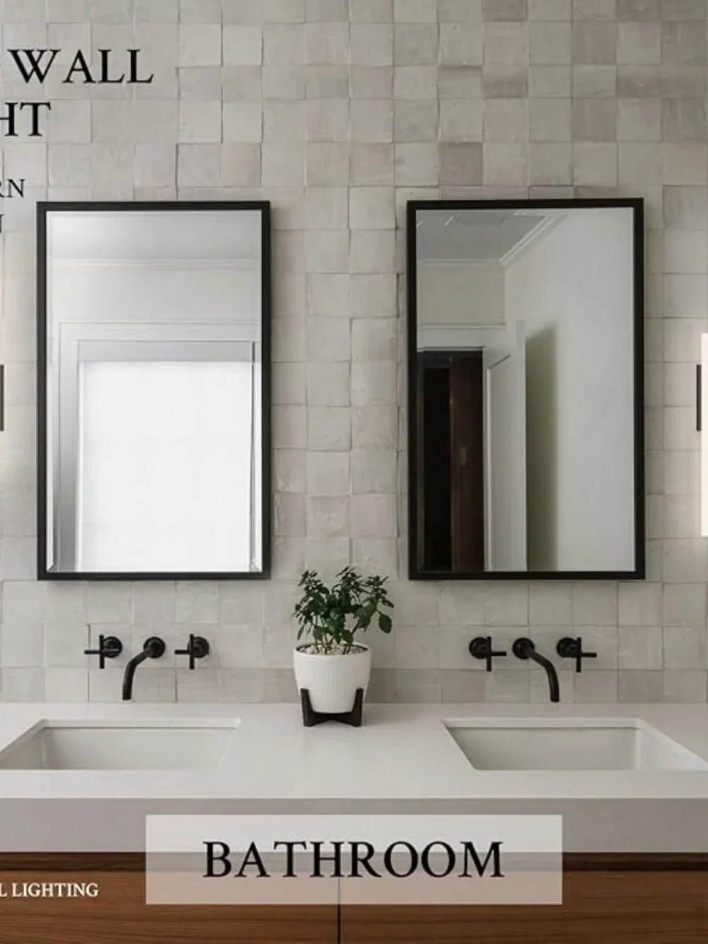 Modern Black LED Wall Sconces Set of 2 Dimmable Remote Vanity Lights 23.6